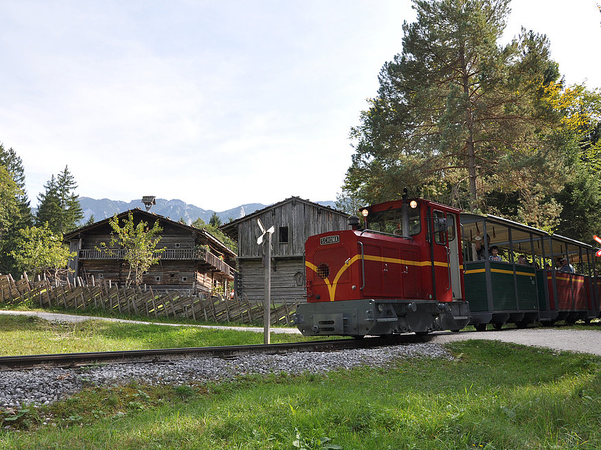 Salzburg Open Air Museum - view of the museum railroad that covers the area for 2 km