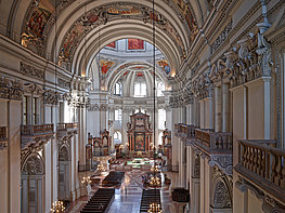 DomQuartier Salzburg - Interior view of the cathedral from the west gallery