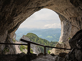 Eisriesenwelt Werfen Giant Ice Caves - view from the cave into the valley in summer