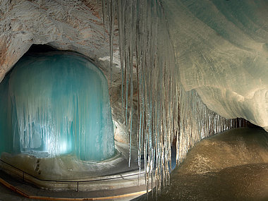Eisriesenwelt Werfen Giant Ice Caves - path through ice formations inside the cave